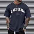 thumbnail image 4 of Caqnni Fashion Mens T Shirt Muscle Gym Workout Athletic Shirt Cotton Letter Print Tee Shirt Top (Z04-Navy,M), 4 of 4