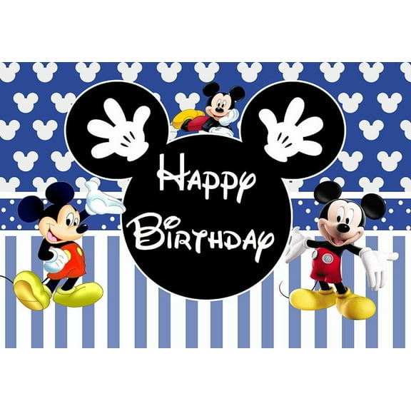 Mickey Birthday Party Banner,5 x 3ft Photography Background Vinyl Wall Decorations Supplies for Kids Boys Toddlers