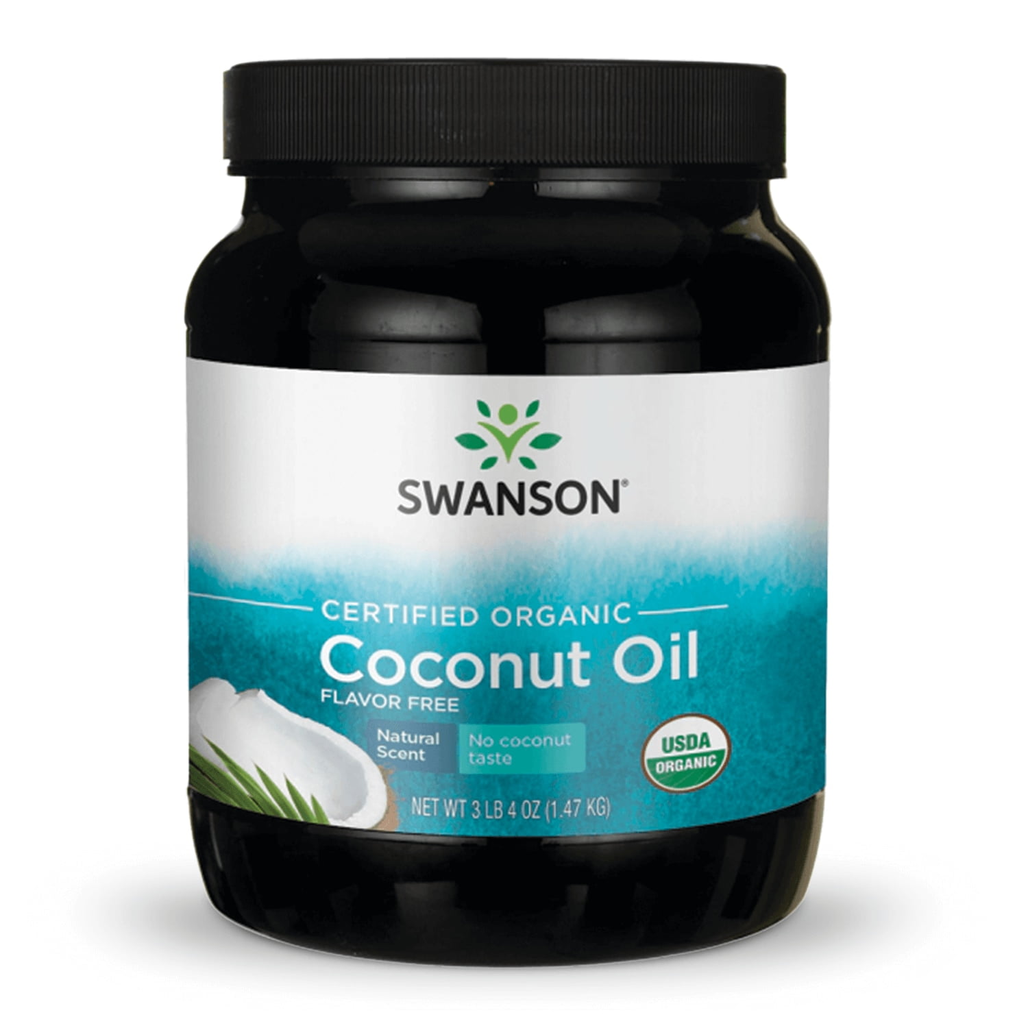 Swanson 100 Certified Organic Flavorless Coconut Oil, 3 lb 6 oz