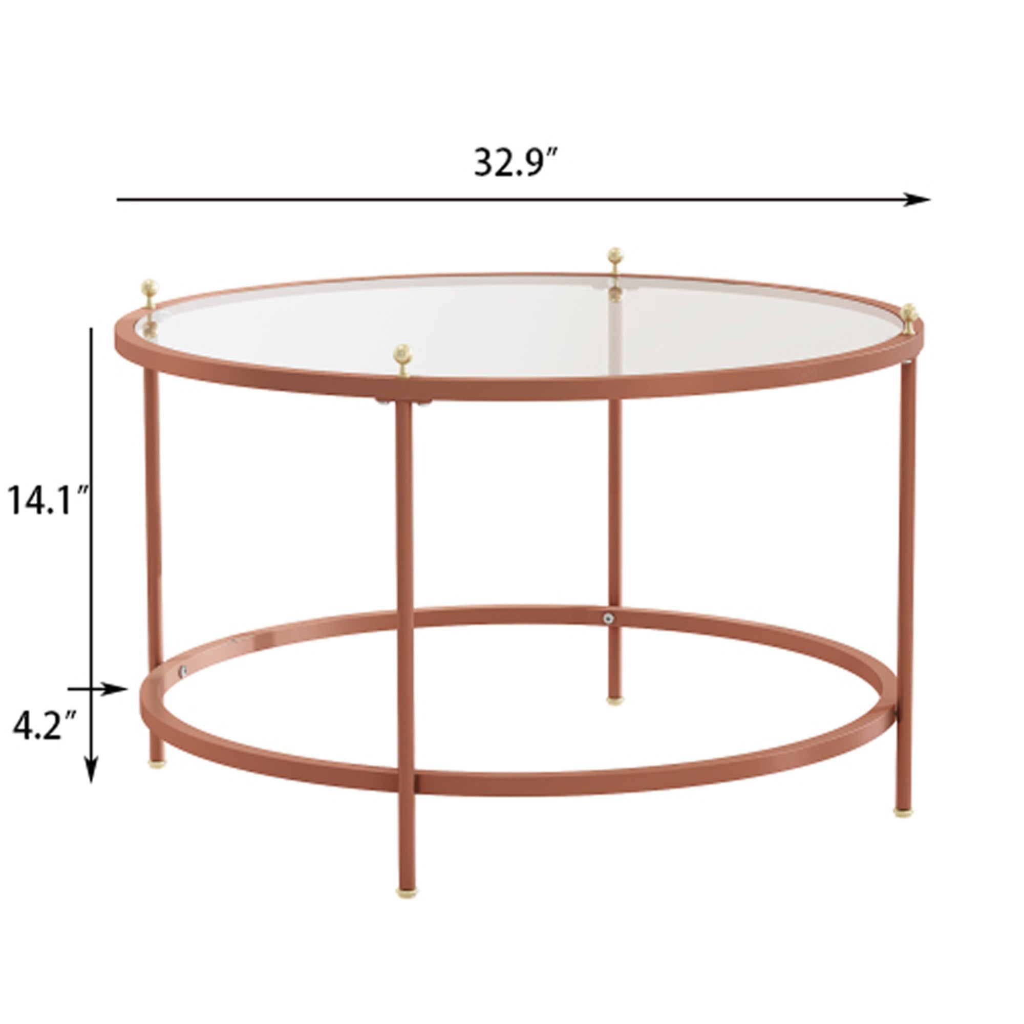 Yardi Yard Modern Tempered Glass Top Coffee Table, Clear Round Center Table Sofa Table with Metal Legs for Living Room Furniture Rose Gold Yardi Yard Modern Tempered Glass Top Coffee Table, Clear Round Center Table Sofa Table with Metal Legs for Living Room Furniture Rose Gold