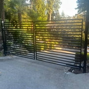 ALEKO Milan Style Dual Swing Galvanized Steel Driveway Gate 16 feet Black