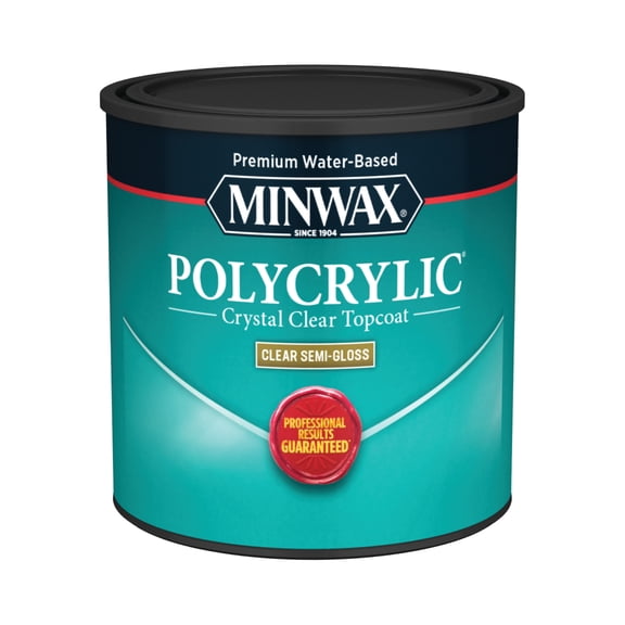Minwax Polycrylic Protective Finish, Clear Semi-Gloss, Clear, 1/2 Pint