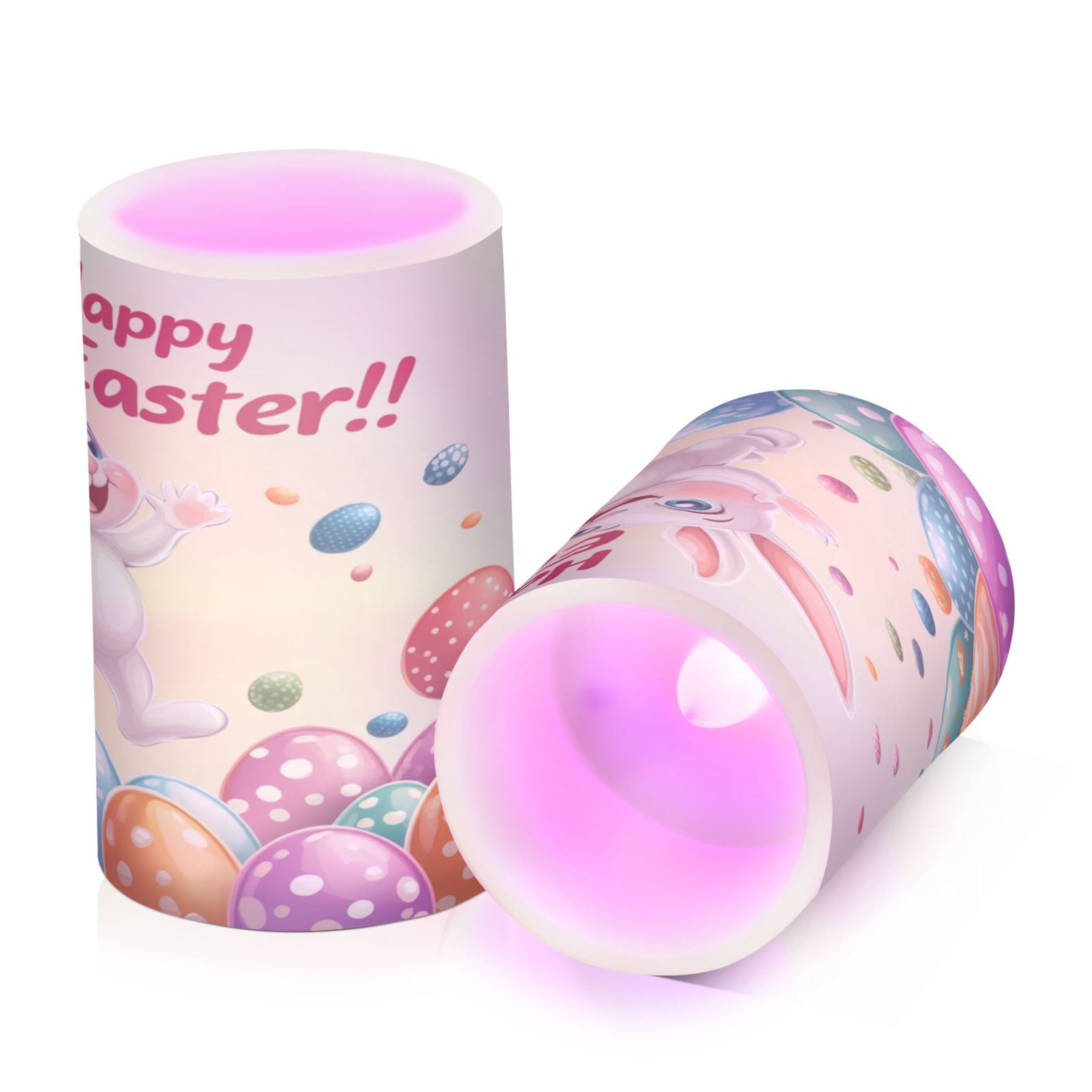 2 PCS Flameless Candles with Remote Timer LED Battery Operated Flickering Candle Light for Wedding Table Home Decoration Gifts Cartoon Easter Bunny