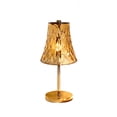 thumbnail image 2 of Lámpara de mesa metálica con detalles de cristal – Luz nocturna recargable con control táctil para dormitorio, sala de estar o zona de lectura – Iluminación ambiental vintage, 2 of 6
