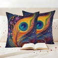 thumbnail image 3 of Colorful Peacock Feathers Outdoor Waterproof Pillow Covers, Abstract Modern Watercolor Art Decorative Square Throw Pillowcase Sofa Cushion Sham for Patio/Couch/Chair, 16"x16" 2 Pack, 3 of 8