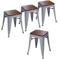 thumbnail image 1 of Changjie Furniture Metal Dining Chairs Set of 4 Stackable Kids Stools Side Stools Stackable Bar Stools (18 inch, Silver), 1 of 4
