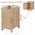 thumbnail image 2 of Joaxswe Narrow Rattan Nightstand with Charger Station, Woven Cane Door & Adjustable Shelf, Boho Wood Bedside Table for Living Room, Bedroom, Natural, 2 of 10