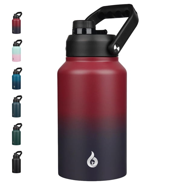 BJPKPK Botella de agua aislada de 87 oz Apta para lavavajillas Botella de agua de 2/3 galones con mango ergonómico Jarra de agua a prueba de fugas sin BPA Botella de agua de acero inoxidable con fondo