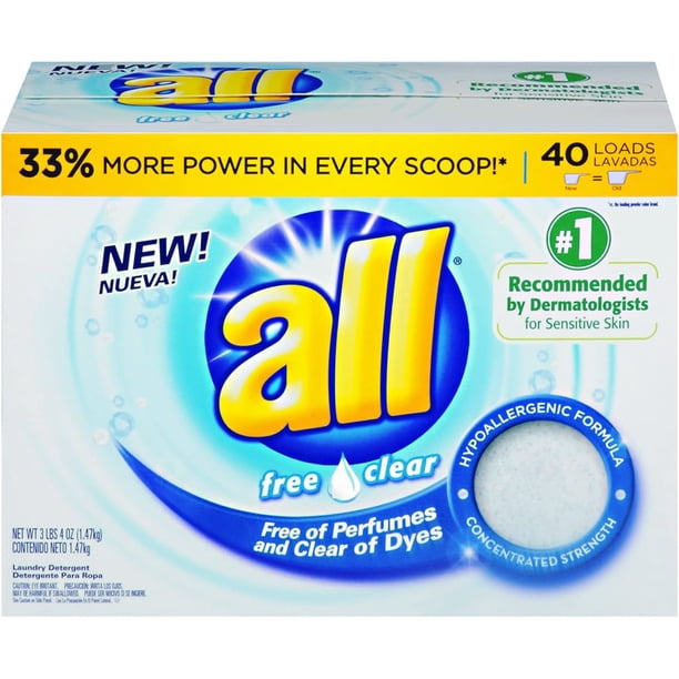 Free Clear Laundry Detergent Powder (52Ounce, 6Case)