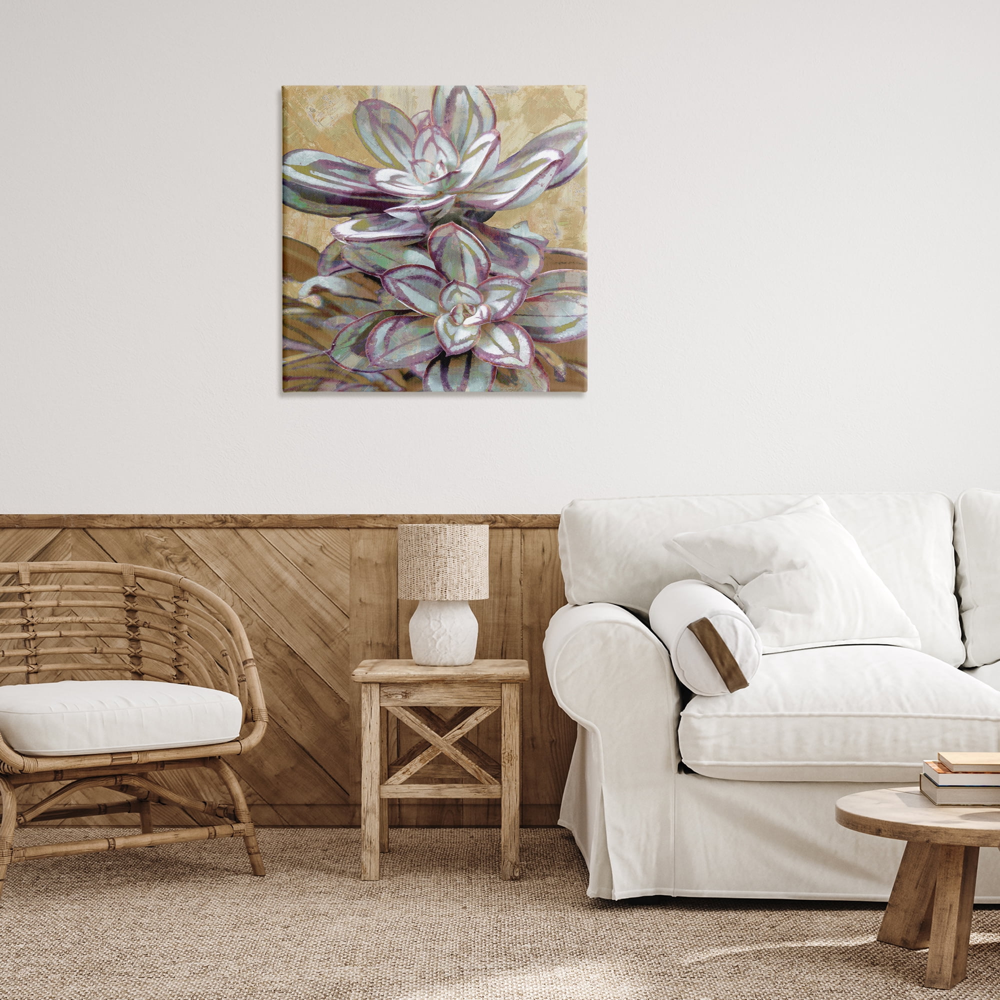 Stupell Industries Rustic Desert Succulents Plants & Flowers Painting Wrapped Canvas Art Print Wall Art, 30 x 30