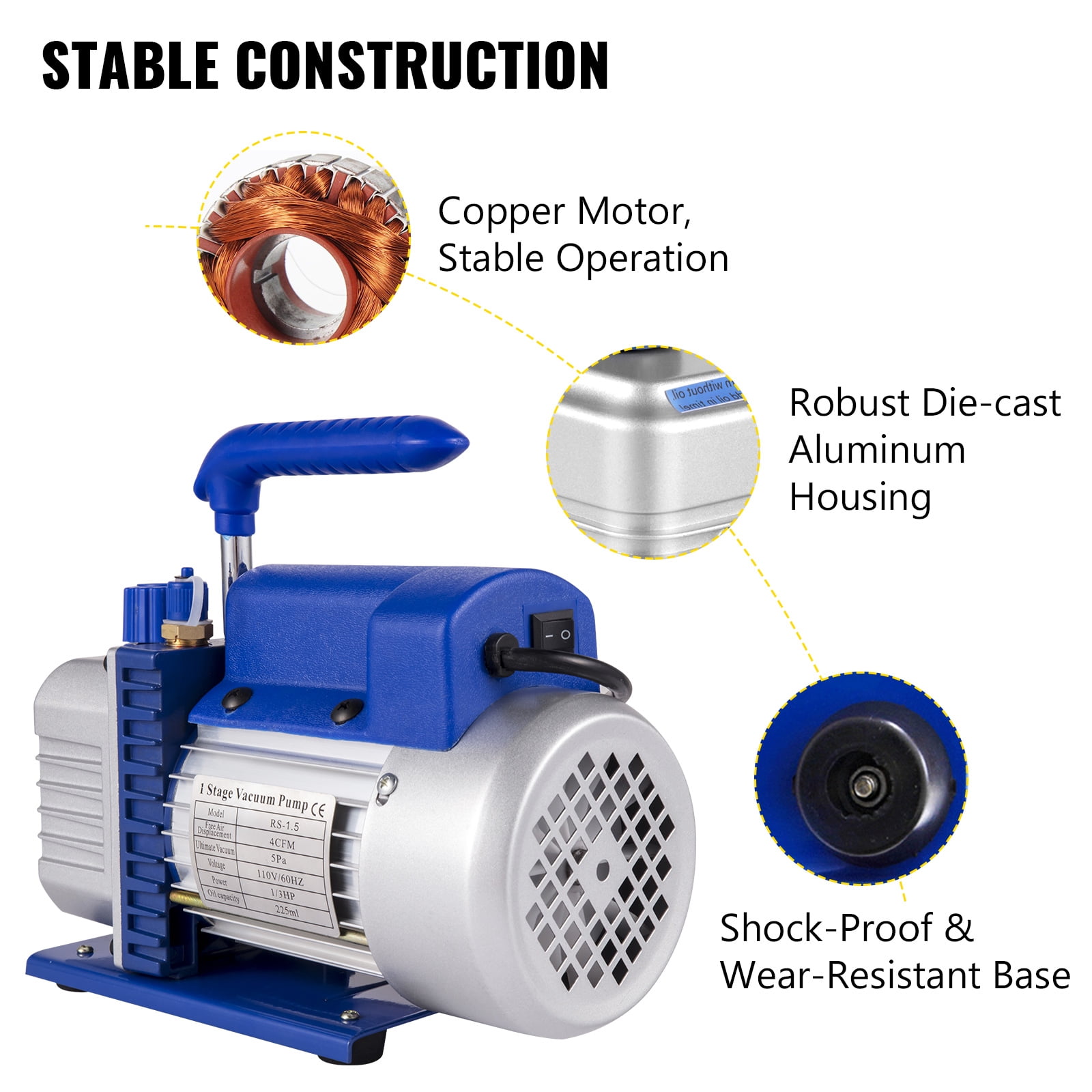 VEVOR Vacuum Chamber with Pump, 4CFM 1/3hp Vacuum Pump with High-Capacity 2 gallons Vacuum Chamber, Vacuum Pump Chamber Kit Vacuum Degassing Chamber Kit