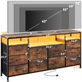 thumbnail image 5 of Twister.CK TV Stand for TVs up to 75", with LED Lights & Power Outlets, 10-Drawer Dresser Storage Chest for Bedroom, Living Room, Brown, 5 of 7