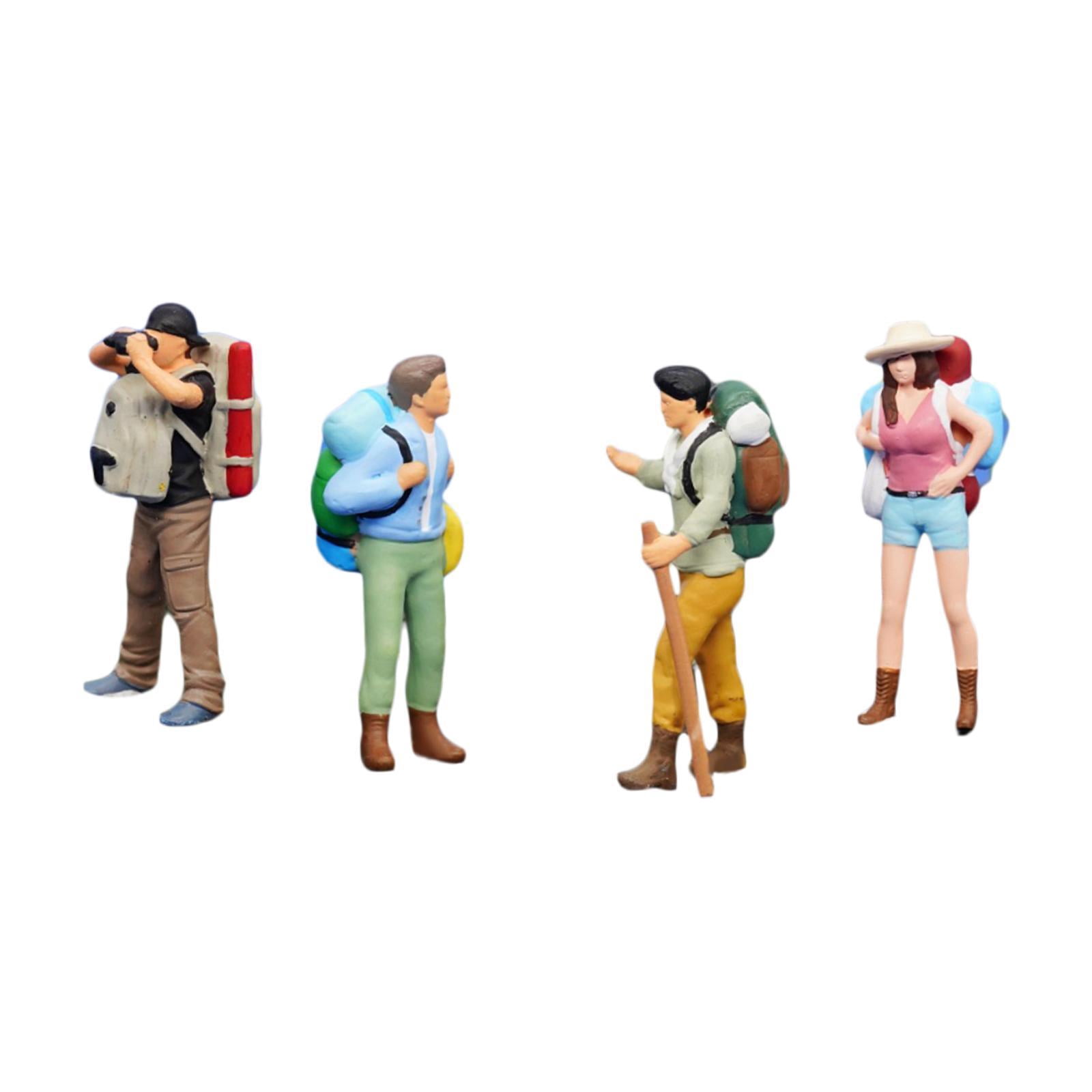 LeeQinersw 1:64 Miniature Figures Miniature People Figurines Hiking Collectibles Decorative 4pcs