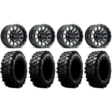 Raceline Trophy 15×6 Wheels Black 29 Carnivore Tires Can-Am Maverick X3 / Honda Pioneer 1000 / Talon