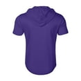 thumbnail image 4 of Men's Casual Short Sleeve Sweatshirt, Loose Breathable Solid Color Jacket with Multiple Pockets and Zipper for Sports and Summer Outings,Purple,2XL, 4 of 4