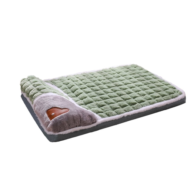 Green Soft Faux Fur Pet Bed Mat For Cats And Small Dogs Green Color Crate Sofa Use Comfortable