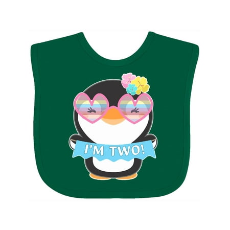 

Inktastic I m 2 Cute Penguin with Sunglasses and Flowers Gift Baby Boy or Baby Girl Bib