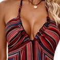 thumbnail image 6 of Ytndtr Women's Boho Striped Print Halter Neck Backless Tie Waist Split Maxi Dress Summer Beach Vacation Sundress, 6 of 6