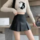 thumbnail image 3 of Falda de cuero PU de cintura alta antiexposición para mujer, nuevo estilo, falda corta fruncida en forma de A, moderna y de moda para primavera y otoño, 3 of 4