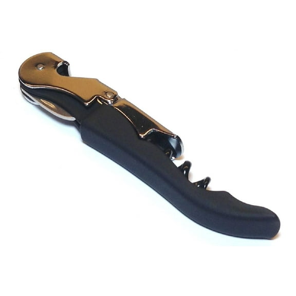 Black Soft Velvet Touch Waiters Double Hinge Corkscrew Wine Key Bottle Opener