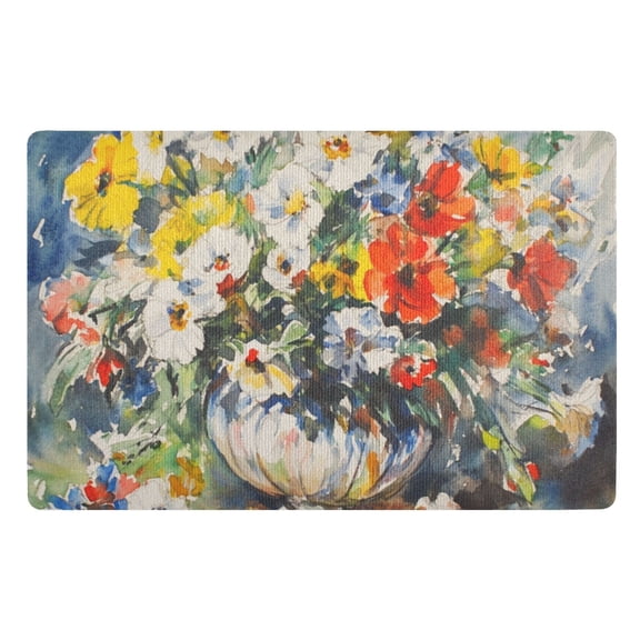 Watercolor Pretty Flowers Floor Door Mat Outdoor Indoor for Home Entrance Welcome Mats 32"x20"