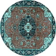 thumbnail image 1 of Ahgly Company Indoor Round Medallion Light Blue Traditional Area Rugs, 7' Round, 1 of 4