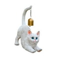 thumbnail image 1 of Estatua de gato con campana de metal, figura de gatito, carillón de viento, escultura de animal de resina para Blanco, 1 of 9