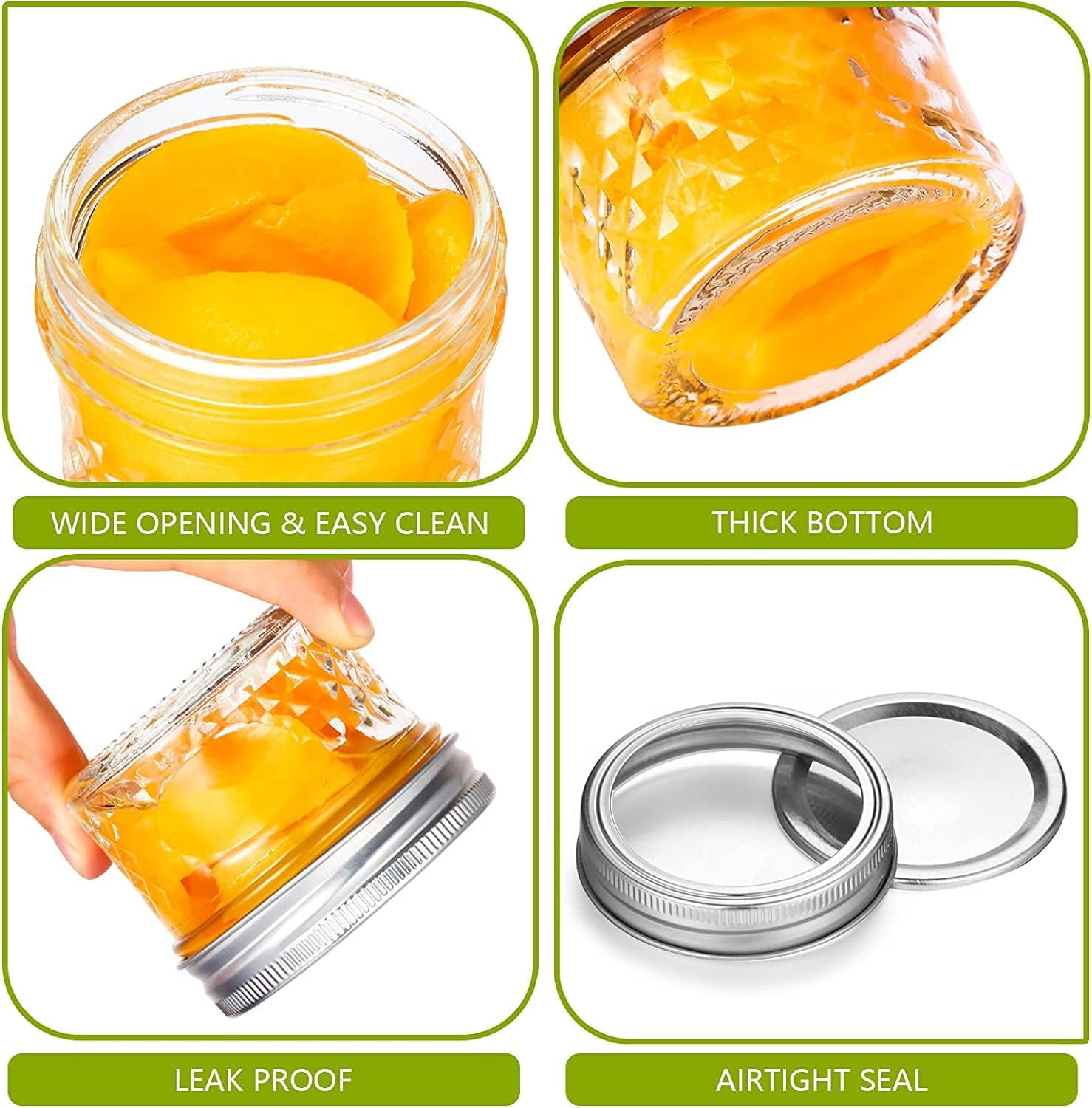 16 Pcs 4oz Clear Glass Mini Mason Jars, Small Canning Jars Spice Jars for Honey, Jam, Jelly, Wedding Favors, Kitchen Food Storage