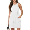 thumbnail image 7 of Riforla Womens Sleeveless Mini Tank Dress Casual Workout Sport Tennis Athletic with 2 Pockets Dress Shirt Dress with Belt White L, 7 of 7