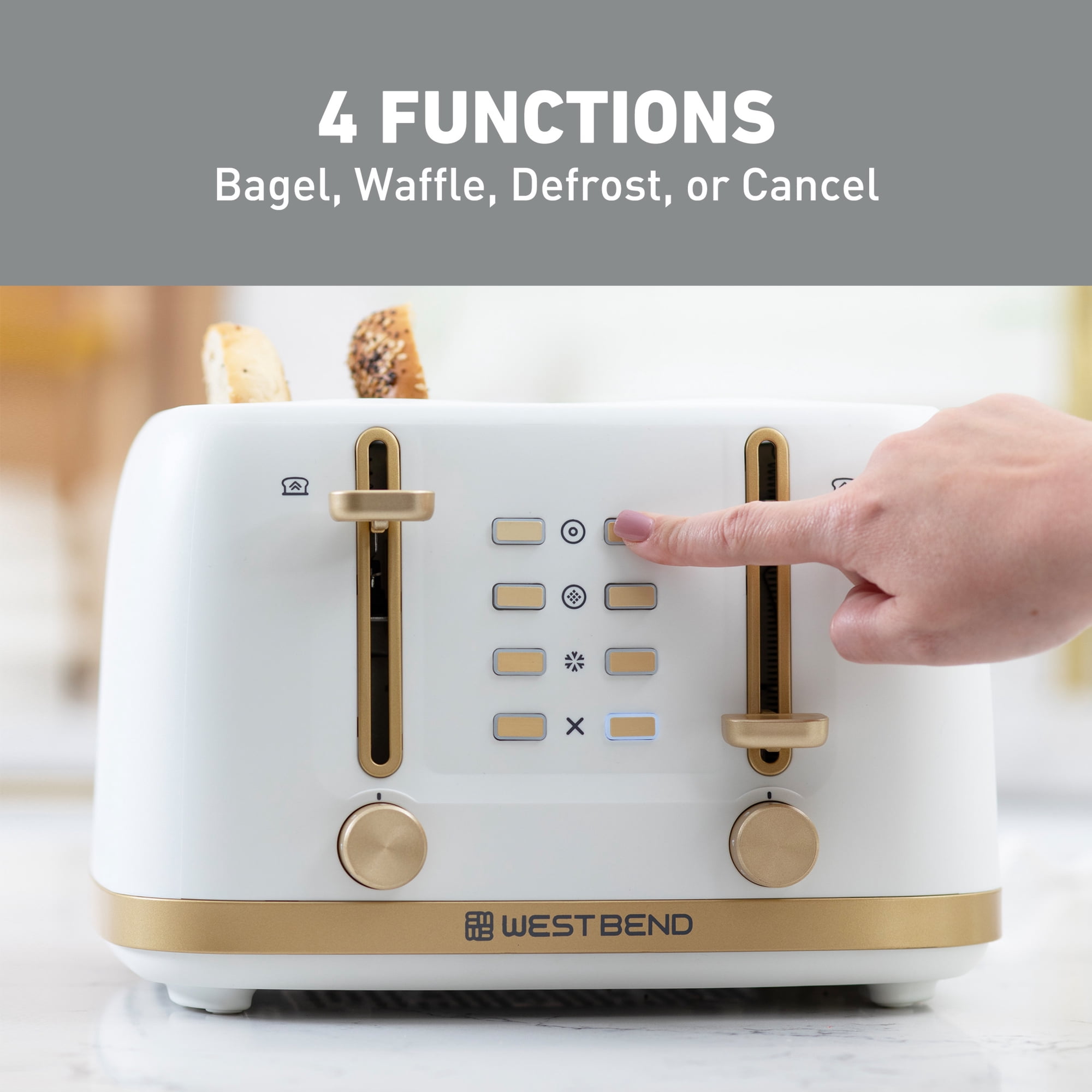 West Bend Timeless 4-Slice Toaster, in White/Gold (TTWB4SWG13)