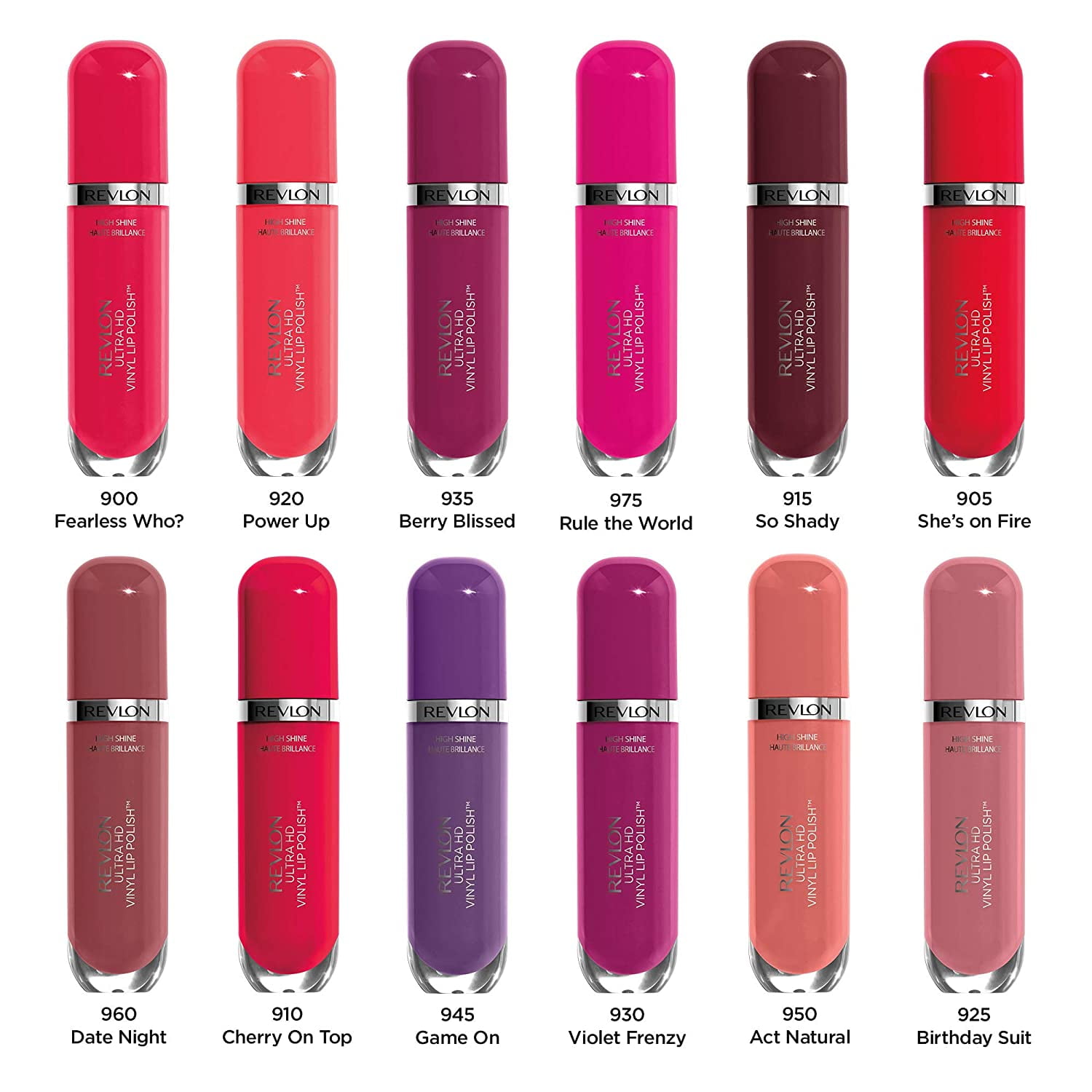 2 Pack Revlon Ultra HD Vinyl Lip Polish, Liquid Lipstick, So Shady, Violet Brown Gloss