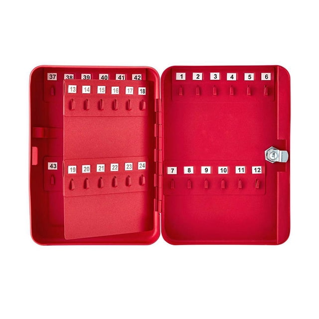 AdirOffice 30 Key Steel Secure Cabinet with Key Lock, Red (2 pack)