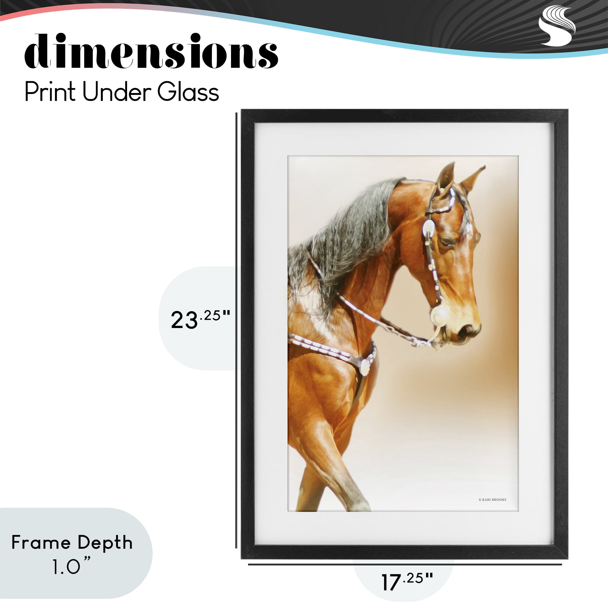 Stupell Industries Brown Majestic Horse Black Framed Print Under Glass, design by Kari Brooks