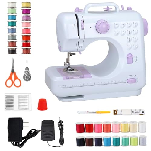 Mini Sewing Machine for Beginners,Portable Electric Sewing Machine with Dual Speed,12 Built-in Stitches,Foot Pedal,and Accessories Kit for Home DIY Projects & Gift