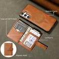 thumbnail image 4 of Detachable Magnetic Phone Cases Compatible with Samsung Galaxy A36 5G, Case with Card Holder, Support Magnetic Wireless Charger, Classic PU Leather Kickstand Wallet Phone Cover, Brown, 4 of 5