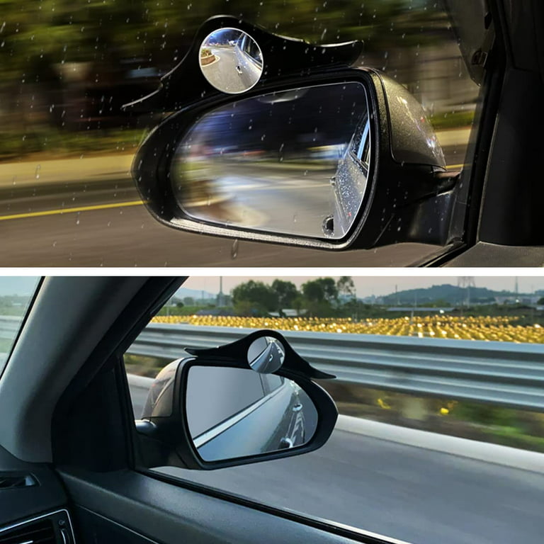 2PCS Car Rear View Mirror Rain Guard with Adjustable Blind Spot Mirrors,  Bat Shaped Carbon Fiber PVC, 2 In 1 Side Mirror Visor Smoke Cover Eyebrows