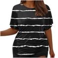 thumbnail image 1 of Fiudx Ofertas de La Semana Camiseta de Manga Corta Grande con Cuello Redondo Plisada y Cintura de Manga Corta Informal a La Moda para Mujer, 1 of 6