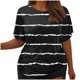 thumbnail image 1 of Fiudx Camisas de Mujer Camiseta de Manga Corta Grande con Cuello Redondo Plisada y Cintura de Manga Corta Informal a La Moda para Mujer, 1 of 6
