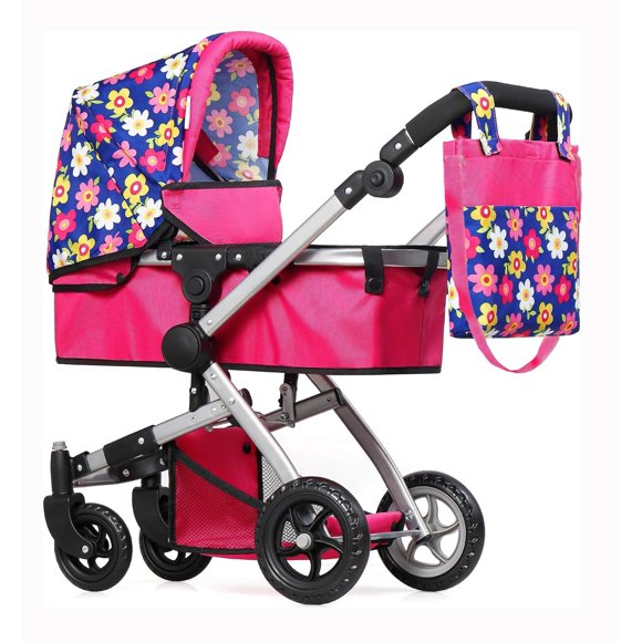 Cochecito Fash N Kolor plegable para muñeca con flor