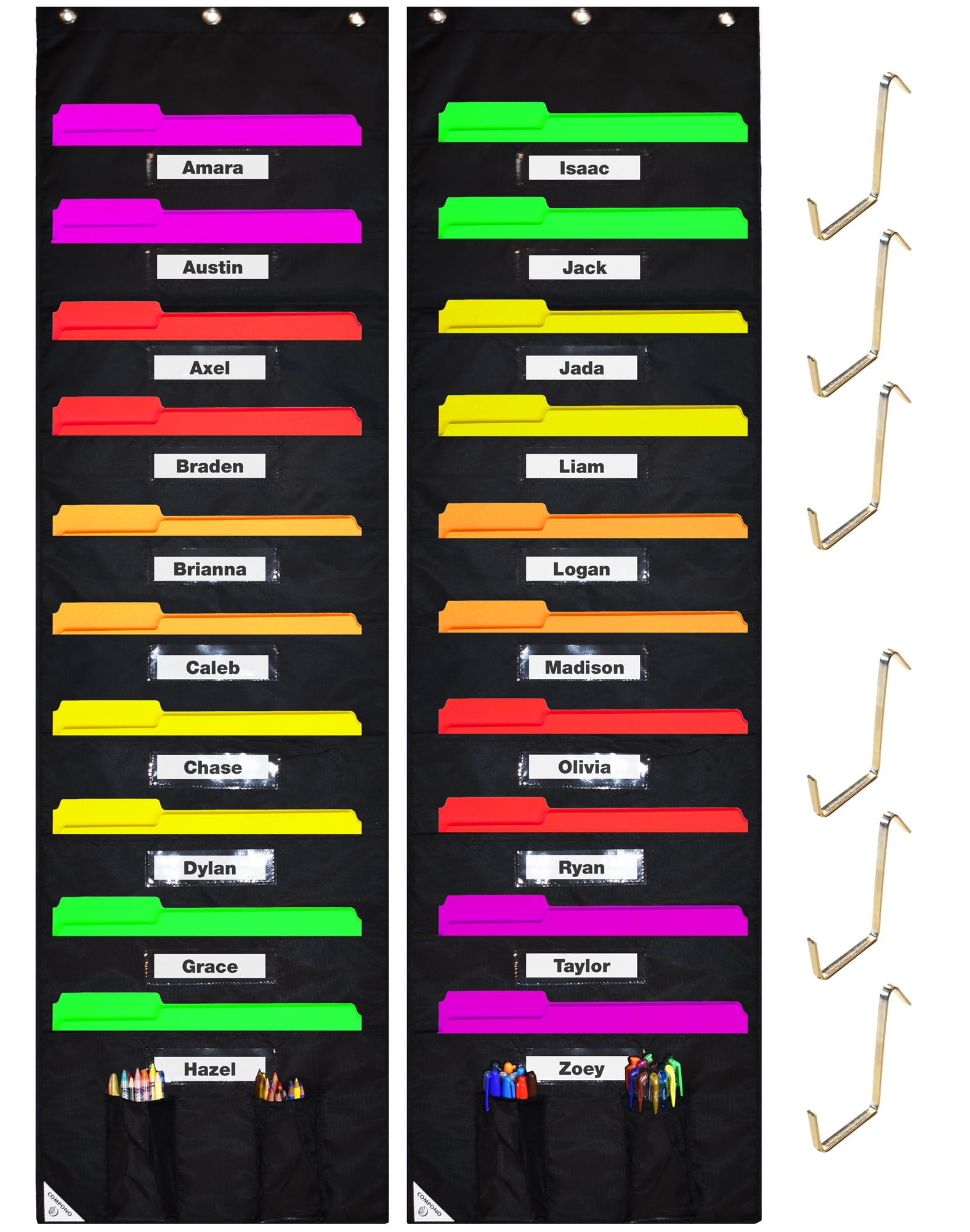 COMPONO Wall Storage Pocket Charts File Organizers with 6 Door