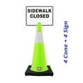 thumbnail image 2 of RK-Safety 28" Lime Cone, Black base With One 6" Reflective Tape, Plus Cone Sign 16 "Sidewalk Closed", (Cone-4 ea + Cone Sign-4 ea), 2 of 2