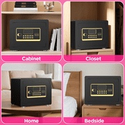BESAFETY 1.5 Cuft Home Security Safe Box with Digital Keypad, Adjustable Shelf, Fireproof & Waterproof Bag