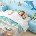 thumbnail image 3 of Erosebridal Sea Beach Starfish Print Full Size Comforter Sets For Kids,Coastal Nature Theme Sea Wave Animals Starfish Bedding Sets,Reversible,3pcs, 3 of 7