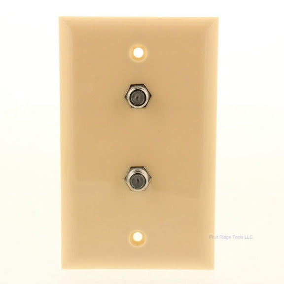 P&S Ivory 1-Gang F-Type Coaxial Cable CATV Wallplate Duplex Video Jack CATV2-I