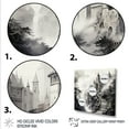 thumbnail image 3 of Designart "Foggy Fairytale Castle in Grey" Fashion Framed Wall Art - Modern Grey Fantasy Hallway Framed Wall Art Decor, 3 of 6
