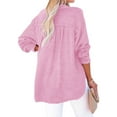 thumbnail image 3 of Womens Casual Button V Neck Long Sleeve Shirts Oversized Solid Blouses Tops Pink XXL, 3 of 7