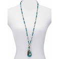 thumbnail image 4 of PalmBeach Jewelry Genuine Blue Jasper Antiqued Goldtone Boho Drop Necklace, 34 inches, 4 of 7