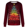 thumbnail image 3 of Womens Holiday Sweatshirts Christmas Outfits Long Sleeve Crewneck Shirt Xmas Tree Snowman Cute Pullover, XXL Wine, 3 of 6