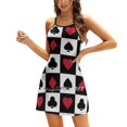 thumbnail image 1 of Card Pattern-Red Sweetheart Knot Flared Dress Fashion Design Large Size Loose Dress Play Player Hearts s Clubs, 1 of 5