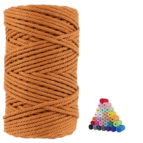 Cordón de macramé volteado, 5 mm x 101 m, algodón natural, caramelo